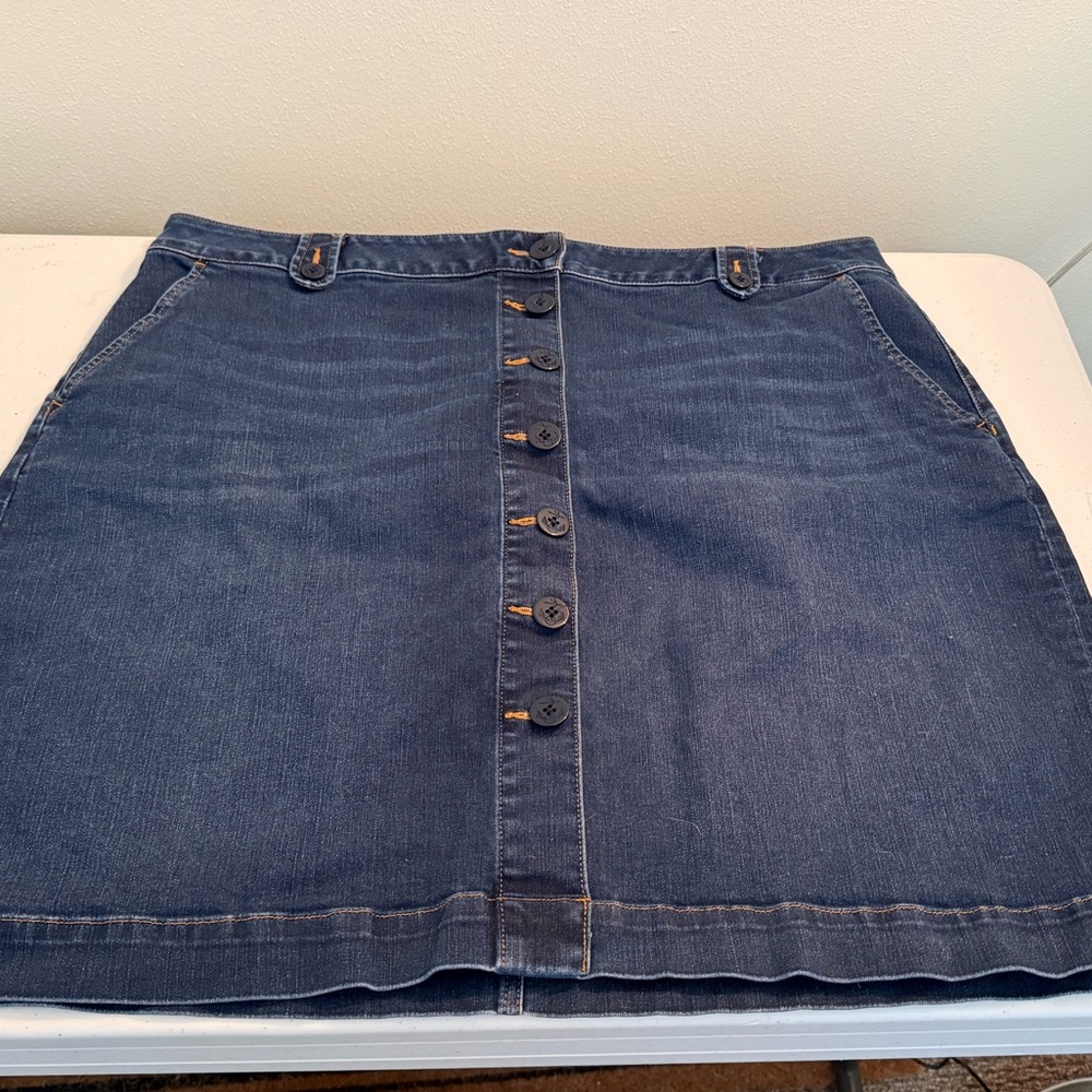 Talbots 20w Denim Button-Front Skirt